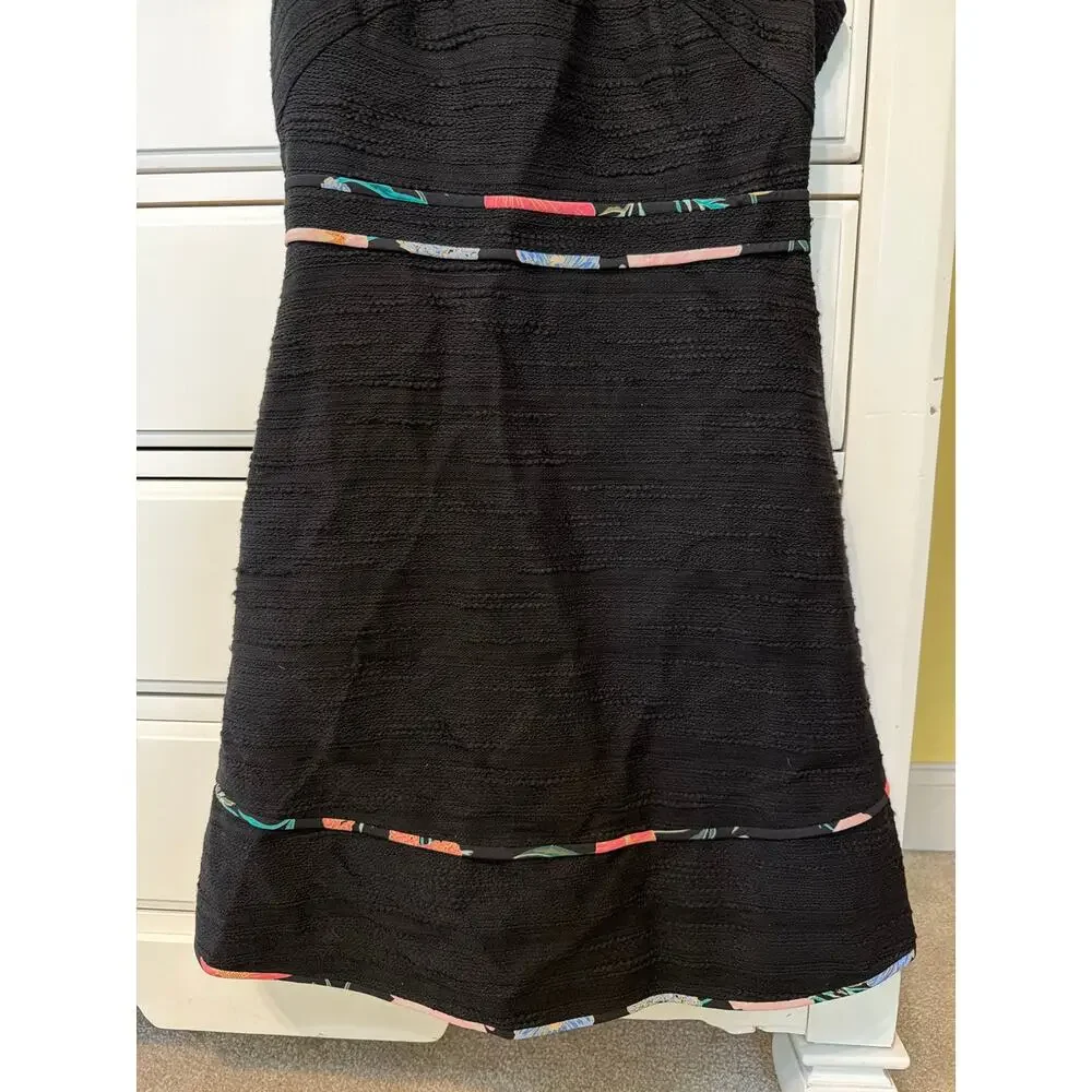 Kate Spade Black Dress Women's Size 4 Blossom Floral Trim Tweed Sleeveless Chic